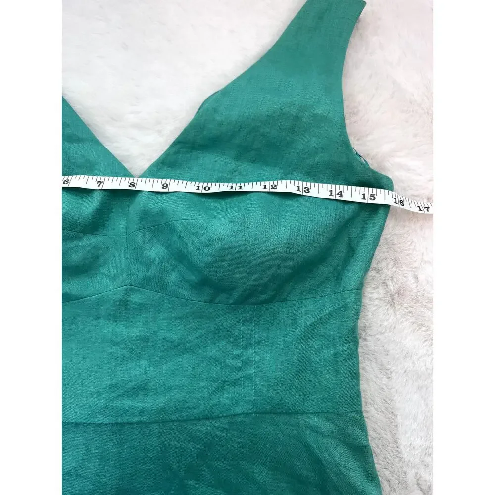 SALONI Rachel Cutout Bow Linen Midi Dress in Washed Green - Picture 6 of 7